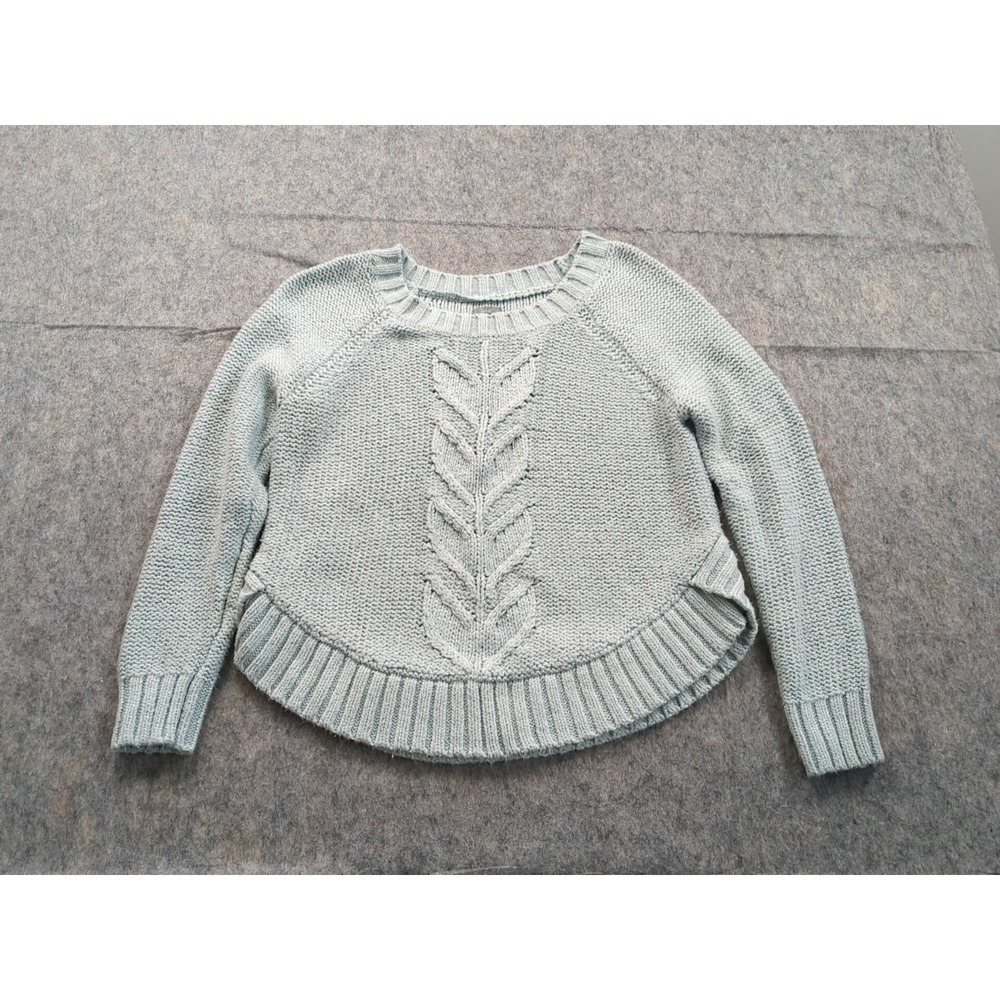 Aerie Sz M Chunky‎ Knit Sweater Light Blue Rounded Bottom Hem